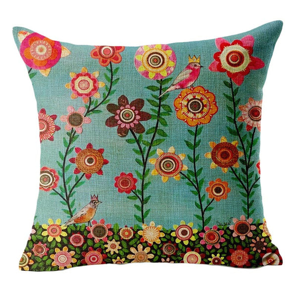 Tree Cushion Covers Bed Car Printed Cotton Linen Sofa Vintage Pillowcase