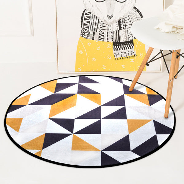 European Geometric Round Carpet For Living Room Children Bedroom Rugs And Carpets Computer Chair Floor Mat Cloakroom Carpet