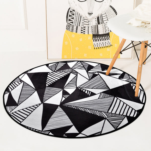 European Geometric Round Carpet For Living Room Children Bedroom Rugs And Carpets Computer Chair Floor Mat Cloakroom Carpet