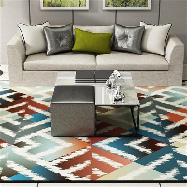 Colorful Patched Geometric Parlor Living Room Decorative Carpet Floor Foot Door Yoga Mat Pad Bathroom Kitchen Area Rug Rectangle